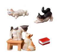 Fakcrkun 6 Pcs Mini Resin Animals Set, Durable Cartoon Cat Toys Ornaments, Realistic Animal Figures for DIY Accessories, Party Cake Topper & Craft, Perfect Little Cat Gifts for Birthdays & Holidays