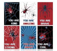 Fakcrkun 6 Pcs Spider Posters, Canvas Motivational Wall Art, Positive Affirmation Prints, Educational Wall Decor for Boys Room, Playroom Decor, 7.8x11.8inch
