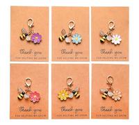 Fakcrkun 6 Pcs Thank You Keychain, Thank You for Helping Me Grow Bee Keychain with Thank You Card, Appreciation Gifts for Teacher, Mum, Family, Friends, Colleagues