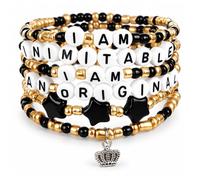 Fakcrkun 6Pcs Broadway Musical Bracelet Merch, Hamilton Merch Gifts for Music Lovers, Black Gold Bracelet Gifts for Theater Fans