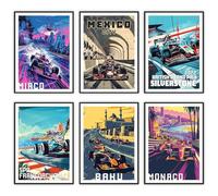 Fakcrkun 6Pcs Supercar Posters, Graffiti Car Poster Canvas Wall Art, Cool Super Poster Racing Car Wall Art Aesthetic for Men Boys Bedroom, Living Room, Office, Man Cave Decor (12x8 inch Unframed)
