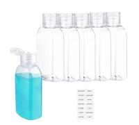 Fakcrkun 6Pcs Travel Bottles for Toiletries, Leakproof Reusable 100ml Travel Bottles with Repackaging label, Plastic Travel Bottle for Liquid Lotion Shampoo Toiletries Makeup Cosmetic