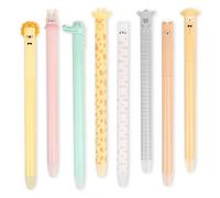 Fakcrkun 8Pcs Erasable Pens Blue, Cute Animal Rub Out Pens, 0.5mm Eraser Pen for Writing, Drawing, Note Taking, Students, Adults, Stationery