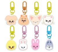Fakcrkun 8Pcs Stray Cute Keychain, Cartoon Animal Keyring, Double-Sided Acrylic Anime Keychain Gifts for Music Lover Fans
