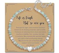 Fakcrkun Anxiety Bracelet, Natural Stone Beaded Bracelets for Women with An Inspirational Card, Adjustable Healing Crystals Bracelet for Women Teen Ladies Christmas Birthday Gifts