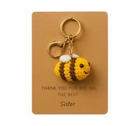 Fakcrkun Bee Keychain for Sisters, Funny Sister KeyChain with Card, Exquisite Craftsmanship Furry Texture, Cute Keyring Multi-Scenario Decor, Thoughtful Gift for Sisterly Love