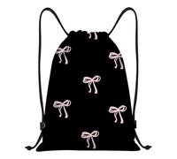 Fakcrkun Bow Drawstring Bag, Coquette Girls Swimming Bag with Pink Bow Pattern, Cute Swim PE Bags for Women Girls Daily Outdoor Home School