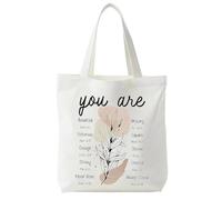 Fakcrkun Christian Canvas Tote Bag, Large Capacity Bible Bag for Women, Christian Gifts for Women, Reusable Floral Grocery Bags for Gym, Travel, School and Work