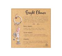 Fakcrkun Crystal Keychain Gift, New Beginnings Gift for Women, Crystal Keyring with Encouragement Card, Anxiety Relief Positive Gifts for Family, Friends, Colleagues