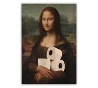 Fakcrkun Funny Bathroom Wall Art, Mona Lisa Bathroom Wall Art, Humorous Toilet Art Prints, Wall Decor for Washroom, 16 × 12 In Unframed