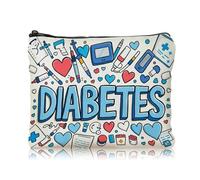 Fakcrkun Funny Diabetic Travel Bag, All My Diabetes Stuff Bag, Blue Diabetes Support Gifts Bag for Women Men, Multi-Use Medicine Bags for Travelling Emergency Kit