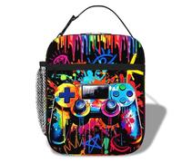 Fakcrkun Game Boys Lunch Bag, Graffiti Style Kids Lunch Box, Reusable and Waterproof Lunchbox for Boys, Insulated Lunchbag with Mesh Bag for School, Travel, Picnic (B)