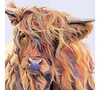 Fakcrkun Highland Cow Cross Stitch Kits, 11CT Printed Cross Stitch for Adults Beginners, Complete DIY Embroidery Printed Cross Stitch Kit with Needles and Threads for Home Decor, 12x16Inch, Unframed
