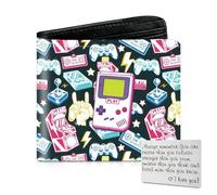 Fakcrkun Kids Wallet for Boys Teen, Cool Game Theme RFID Blocking Wallet with Greeting Card, Leather Bifold Mens Wallets with Coin Pocket, Perfect Gaming Gifts for Kids Adults