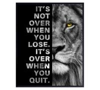 Fakcrkun Lion Inspirational Quotes Canvas Wall Art, Black and White Animal Inspirational Quote Poster for Gym, Office, Bedroom Decor, 16x12 Inch, Unframed
