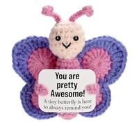 Fakcrkun Positive Crochet Butterfly, Handmade Positive Crochet Gift with Inspirational Card, Funny Emotional Support Gift for Women Birthday, Graduation, Friendship, Home Decor