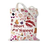 Fakcrkun Sabrina Canvas Tote Bag, Music Lover Tote Bag with Double-Sided Print, Reusable Shopping Bag for Music Lovers & Singer Fans for Daily Use & Concerts