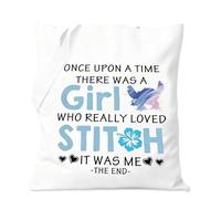 Fakcrkun Stitch Canvas Tote Bags for Women Girls, Cartoon lovers Shopping Bag, Large Capacity Shoulder Bags for School, Travel, Picnic, Work