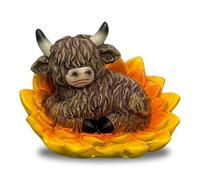 Fakcrkun Sunflower Highland Cow Ornament, Resin Statue Ornaments, Highland Cow Gifts for Home & Office Desktop Decor