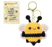 Fakcrkun Wings Bee Knitted Keychain, Dainty Kawaii Bag Accessories, Cozy Handmade Crochet Emotional Support Gift, Sweet Happy Birthday Gift for Women, Mom, Grandma, Sister, Friend & Colleague