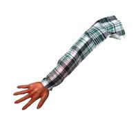 Fake Arm, Bloody Human Limb, 22.44x4.92 Inches Plaid Cloth Sleeve, Realistic Reusable Prop, Soft Latex Halloween Decoration for Cosplay, Haunted House, and Trick Scares