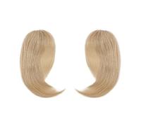 Fake Bangs 100% Human Hair Clip on Bangs With Mid Part One/Two Sides Bangs Remy Hair in Extenssion French Invisible 2PCS Fringe Bangs Hair Clip Extensions(F)