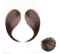 Fake Bangs 2 Pieces Synthetic Fake Fringe Women's Fringe Clip in Hair Bangs Hairpiece Natural Hair Middle Part Two Sides Bang Hair Piece Clip in Extensions Bangs Hair Clip Extensions(Dark brown)