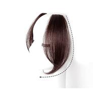 Fake Bangs 2Pcs Wave Side Bangs Synthetic Fake Fringe Hairpiece Middle-part Bangs Hair Extensions Clip in the Front Side Bangs for Women Bangs Hair Clip Extensions(Deep brown)