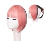 Fake Bangs 3D French Bangs Wig with Natural and Seamless Forehead Invisible Pink Highlights Top Hair patch Air Bangs Bangs Hair Clip Extensions(1B/30HL)