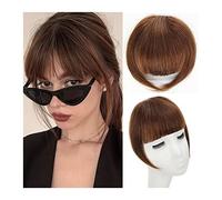Fake Bangs Bangs Hair for Women, Synthetic French Bang with Temples Clip in Hair Extensions Thick Natural Full Bangs Straight Fringe Hairpieces for Daily Wear Bangs Hair Clip Extensions(Light Brown)