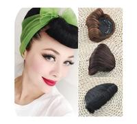 Fake Bangs Clip in Bangs Synthetic Short Curly Retro Bangs for Women Clip in Retro Bangs Classic Fake Fringe Extension Natural Synthetic Bangs Hairpieces Bangs Hair Clip Extensions(Light Brown)