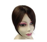 Fake Bangs Clip in Human Hair Bangs Middle Part Indian Fringe Hairpieces Straight Natural Hair Crown Topper Clip in Top Hairpieces for Women with Thinning Hair Bangs Hair Clip Extensions(Dark Brown)