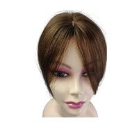 Fake Bangs Clip in Human Hair Bangs Middle Part Indian Fringe Hairpieces Straight Natural Hair Crown Topper Clip in Top Hairpieces for Women with Thinning Hair Bangs Hair Clip Extensions(Light Brown)