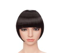 Fake Bangs Fake Bangs Synthetic Blunt Bang Clip in Hair Extension Women Blunts Fringe Hair Black Brown Bangs 2 Clips Bangs Hair Clip Extensions(Natural black)