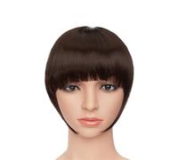 Fake Bangs Fake Bangs Synthetic Blunt Bang Clip in Hair Extension Women Blunts Fringe Hair Black Brown Bangs 2 Clips Bangs Hair Clip Extensions(Dark brown)