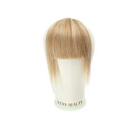 Fake Bangs Human Hair Bangs 3 Clips 3D Blunt Cut Natural Hair Bangs OverHead Clip in Hair Extensions Non- 2.5"x4.5" Black Brown Blonde Bangs Hair Clip Extension(Piano Color 27)