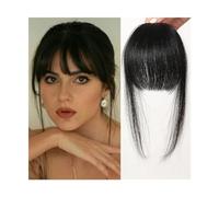 Fake Bangs Human Hair Bangs Natural Black Brown French Bang Hair Clip in Bang Fringe with Temples Hairpiece for Women Clip on Air Bang Bangs Hair Clip Extensions(004-1_6 MONTHS)
