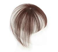 Fake Bangs Human Hair Bangs with Top Piece Clip in Seamless Topper&Fringe Extension 3D Natural Fringe Clip in Bangs Brazilian Non-remy Hair Pieces for Women Bangs Hair Clip Extensions(Mocha Brown)