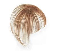 Fake Bangs Human Hair Bangs with Top Piece Clip in Seamless Topper&Fringe Extension 3D Natural Fringe Clip in Bangs Brazilian Non-remy Hair Pieces for Women Bangs Hair Clip Extensions(Light Brown)
