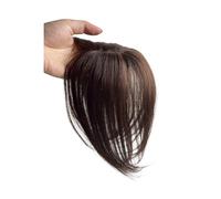 Fake Bangs Natural Human Hair Bangs Side Fringe for Women 3D Middle Part False Bangs Clip-in Extensions Invisible Hairpieces Bangs Hair Clip Extensions(Dark Brown)