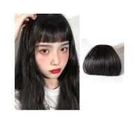 Fake Bangs Natural Synthetic Hair Flat Bangs/Fringe Mini Fake Hair Bangs Fashion One Pieces Clip-in Air Bangs Hair Extension For Women Bangs Hair Clip Extensions(Natural black)