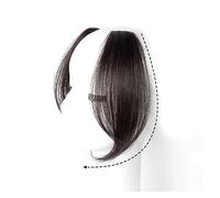 Fake Bangs Side Air Bangs 2Pcs Wave Side Bangs Synthetic Fake Fringe Hairpiece Middle-part Bangs Hair Extensions Clip in the Front Side Bangs for Women Bangs Hair Clip Extensions(Natural black)