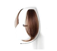 Fake Bangs Side Air Bangs 2Pcs Wave Side Bangs Synthetic Fake Fringe Hairpiece Middle-part Bangs Hair Extensions Clip in the Front Side Bangs for Women Bangs Hair Clip Extensions(Light brown)