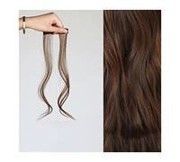 Fake Bangs Side Air Bangs, Long Wavy Curly Clip in Bangs Front Side Bangs for Women Daily Use 2 PCS Set Long Temples Natural Synthetic False Fringe Bangs Bangs Hair Clip Extensions(Light brown)