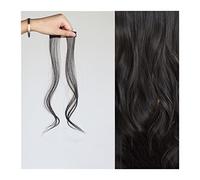 Fake Bangs Side Air Bangs, Long Wavy Curly Clip in Bangs Front Side Bangs for Women Daily Use 2 PCS Set Long Temples Natural Synthetic False Fringe Bangs Bangs Hair Clip Extensions(Brown black)