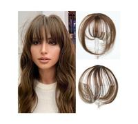Fake Bangs Synthetic 3D Bangs Invisible Seamless Head Hair Air Bangs Overhead Natural Invisible Increase Hair Volume Bangs Hair Clip Extensions(Brown black)