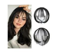 Fake Bangs Synthetic 3D Bangs Invisible Seamless Head Hair Air Bangs Overhead Natural Invisible Increase Hair Volume Bangs Hair Clip Extensions(Natural black)