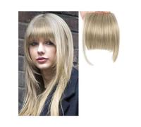 Fake Bangs Synthetic Fake Blunt Hair Bangs 2 Clips in Hair Extension Neat Front Fake Fringe False Hairpiece for Women Clip in Bangs Bangs Hair Clip Extensions(F)