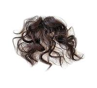Fake Bangs Thin Curly Bangs Natural Fluffy Curly Hair Pieces Fashion Clip-in Air Bangs Synthetic Bangs Hairpieces Hair Extension for Women Girls Bangs Hair Clip Extensions(Deep brown)