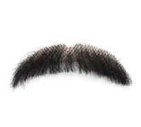 Fake Beard 4x1'' Fake Mustache, Lightweight Human Hair with Invisible Mesh, Realistic Mustache Handlebar Thick Manly Skin-Friendly Mustache for Man Women Halloween Cosplay Costume, Black